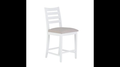Set of 2 Off-White Upholstered Ladder Back Counter Stools