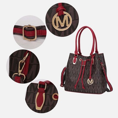 MKF Collection Signature Tote Handbag with Drawstring and Zip-Top Closure, Jane – MKF Collection by Mia K – Dark Purple — фото 4