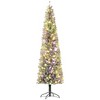 HOMCOM 9 ft Pre-Lit Pencil Christmas Tree, Artificial Flocked Xmas Tree with 310 Dual Color LED Lights, 895 Tips and Metal Stand, Green - 4 of 4