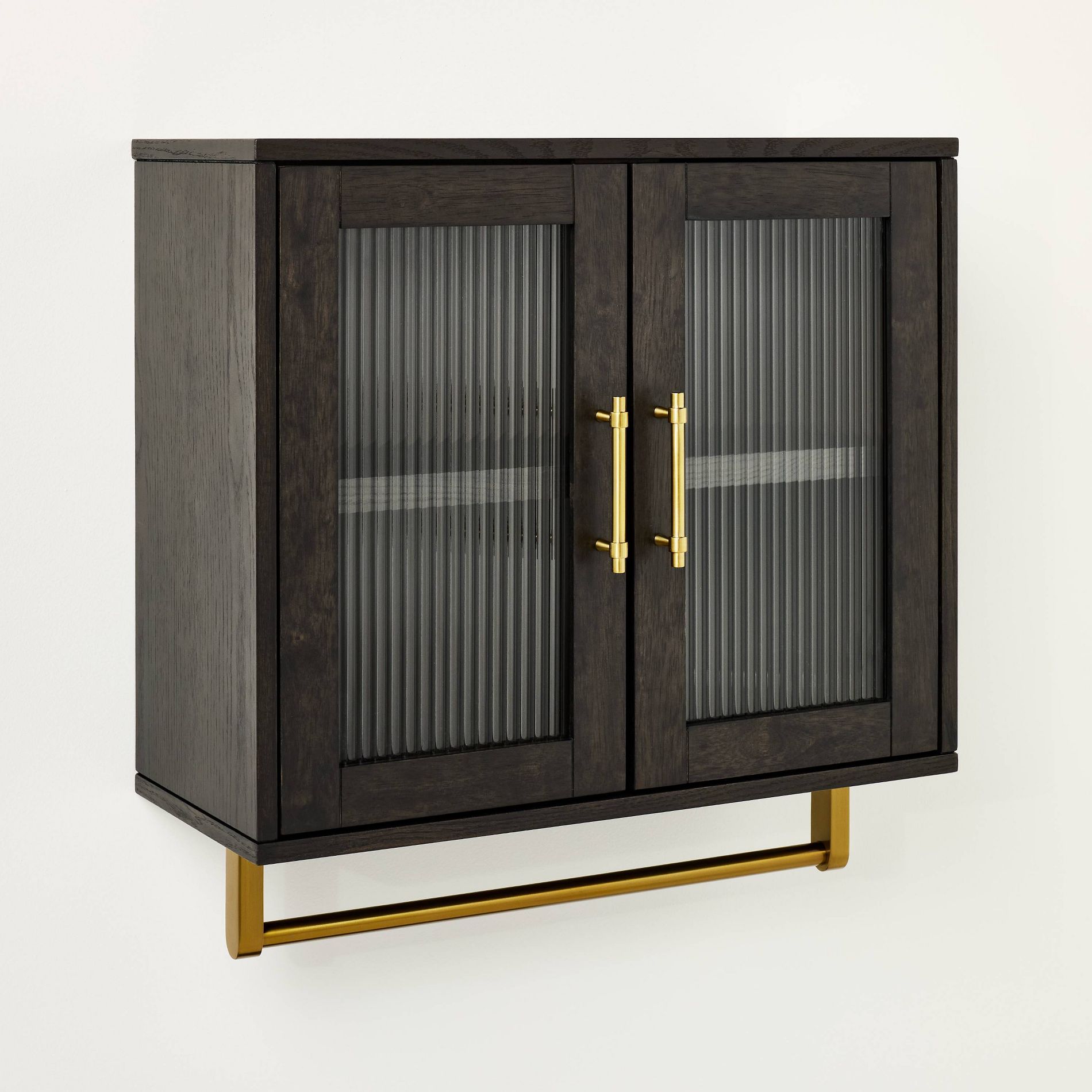 Reeded Glass Bathroom Wall Cabinet - Black - Hearth & Hand™ with Magnolia: Farmhouse Style, Wood Frame