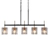 LNC Echonalyri Modern Kitchen Island Pendant  Lights,Polished Gold and Matte Black with Smoked Gray Ribble Glass,1/3/5Light, 4.7/11.8/18.7/24.8/35.4in - 2 of 4