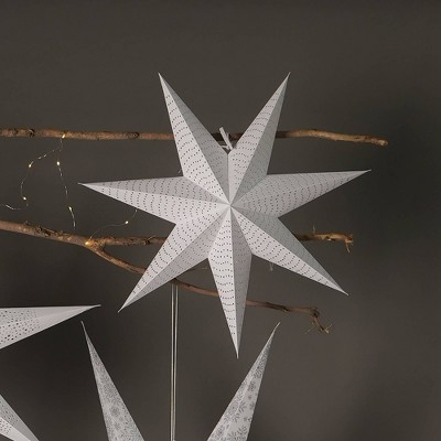 SEVOBAL Tree Ornaments Handmade Paper Star Decor, 46cm Festive Hanging Ornament for Christmas and Winter Celebrations, White, 19.1"*2"*19.1"