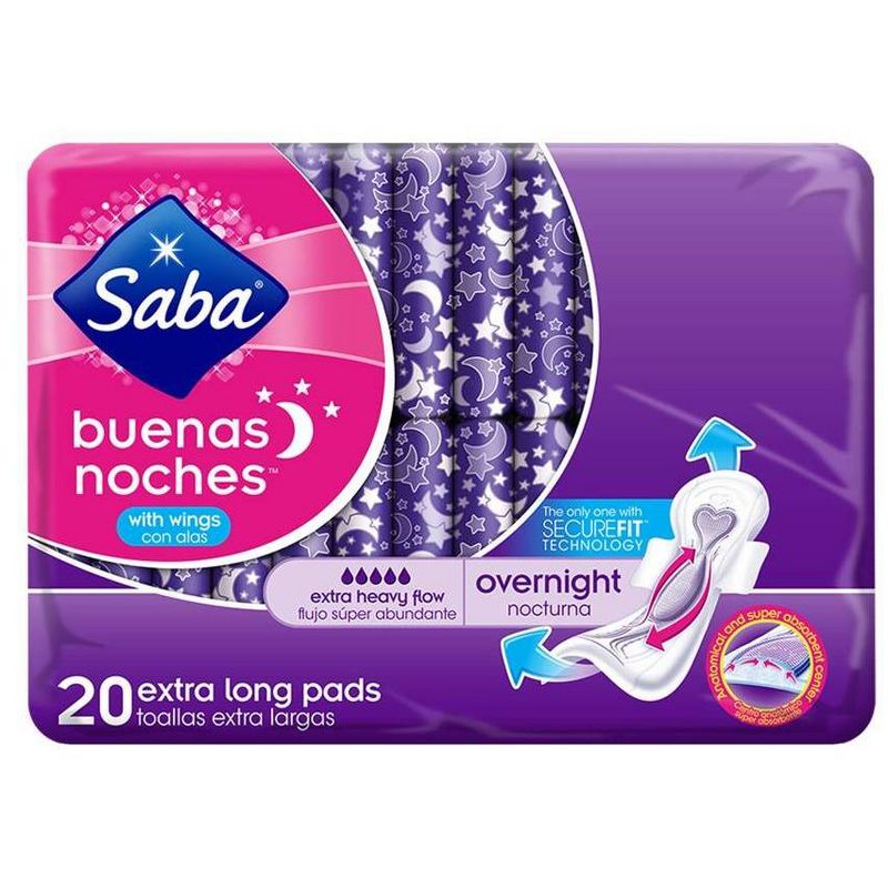 Saba Maxi Night Pads with Wings - 20ct, 3 of 4
