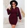 Coolmee Women Mini Fall Sweater Dresses Casual V Neck Knit Long Sleeve Fit Ribbed Pullover Jumper Sweaters Short Dress - 3 of 4
