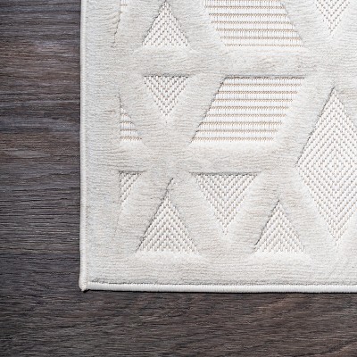 Ivory Geometric Square Indoor/Outdoor Area Rug