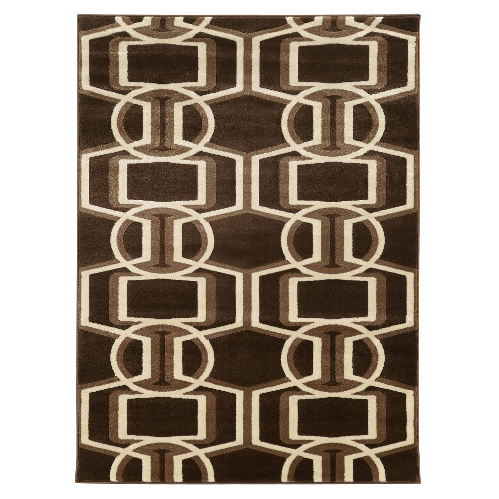 8'x10' Roma Bridle Area Rug Chocolate/Beige - Linon