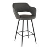 Faux Leather Contemporary Counter Stool with Armrest and Tapered Metal Legs for Kitchen or Bar Seating - 2 of 4