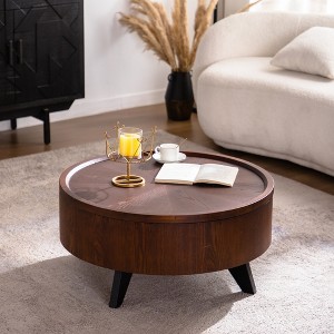 GDFStudio Remi Modern Round Hidden Storage Coffee Table with Removable Top - 1 of 4
