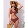 INSPIRE CHIC Women's Lace Up Decoration Push Up Wide Strap Top Triangle Bottom Swimwear Bathing Bikini Suits 2 Sets - 4 of 4