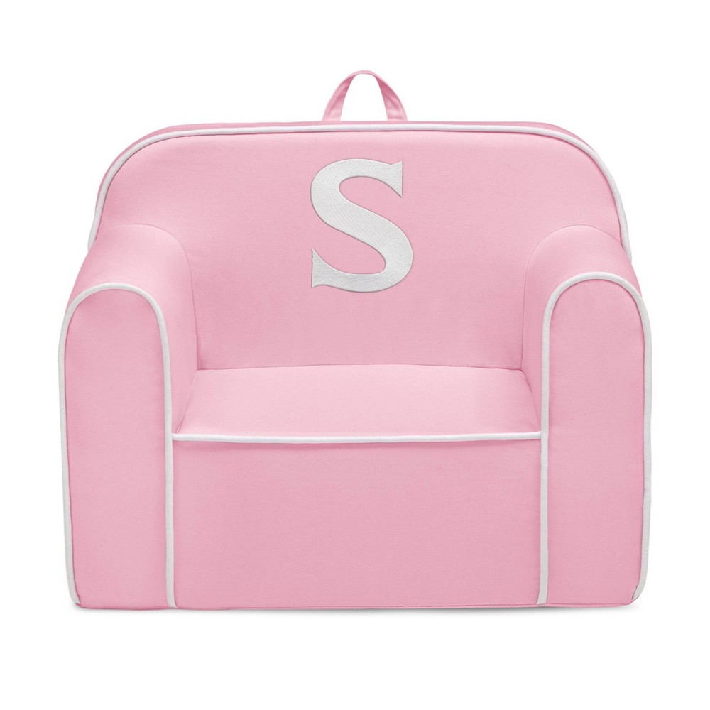 Delta Children Personalized Monogram Cozee Foam Kids' Chair - Customize with Letter S - 18 Months and Up - Pink & White -  88964287