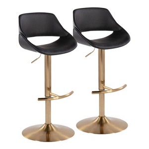 LumiSource Set of 2 Fabrico Adjustable Barstools PU - 1 of 4