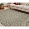 Blue And Beige Jute Striped Flatweave Handmade Area Rug - 2 of 4