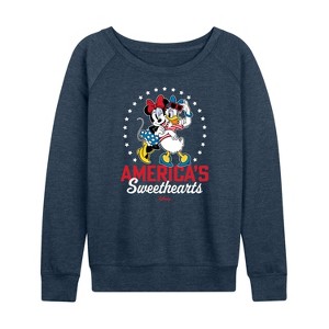 Women's - Disney - Americana Lightweight French Terry Wide Neck Long Sleeve Shirt - 1 of 4
