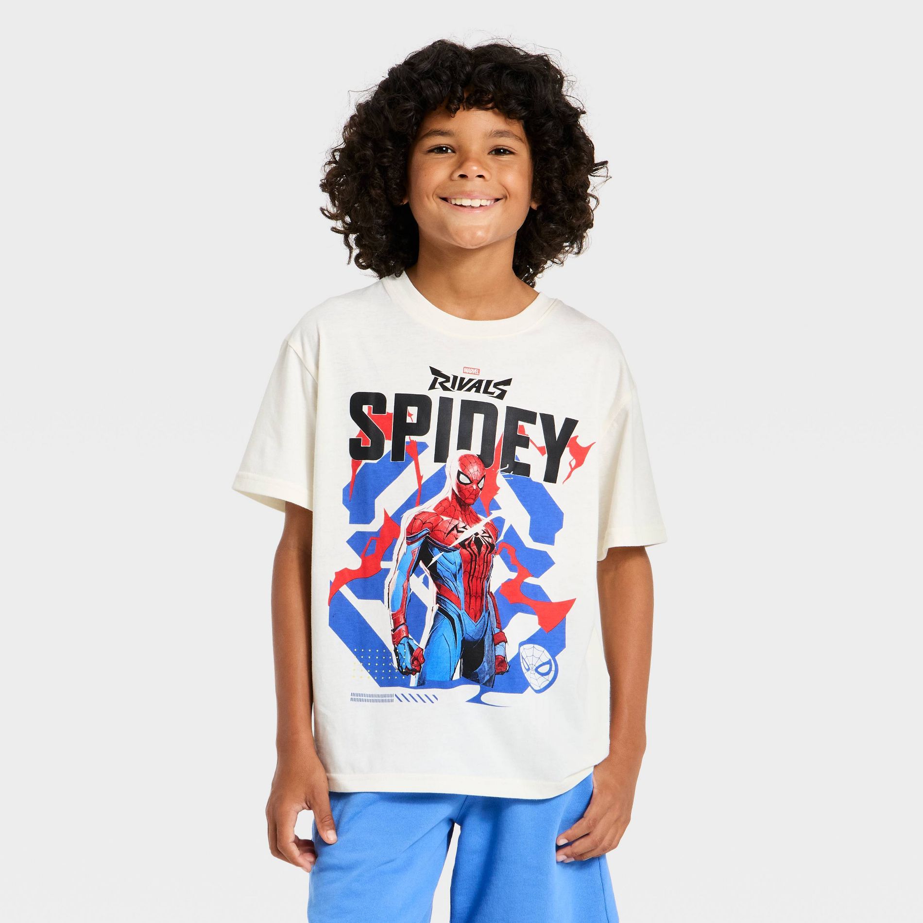 Boys' Marvel Spider-Man Rivals Oversized Short Sleeve Graphic T-Shirt - White XS