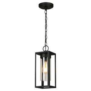4" Walker Hill Outdoor Clear Glass Pendant Matte Black - EGLO: Foyer Lighting, Adjustable Height, E26 Socket - 1 of 4