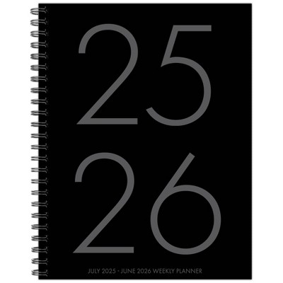 Willow Creek Press Basic Black Academic July 2025 - June 2026 8.5"x11" Weekly Monthly Softcover Planner