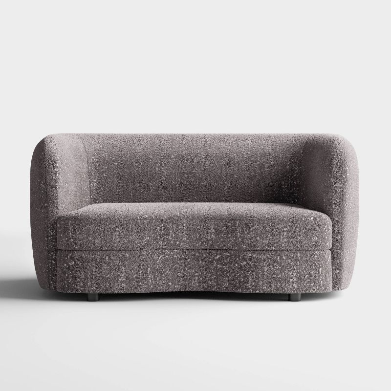 HOMES: Inside + Out 63.75&#34; Pinehush Boho Curved Boucle Fabric Loveseat with Pocket Coil Cushions, 4 of 12