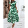 Floral Maxi Dress for Women Ruffled Cap Sleeve A Line Dress with Crew Neck Highwaist Tiered Dress Belted Maxi Sundress Garden Party Dress - 4 of 4