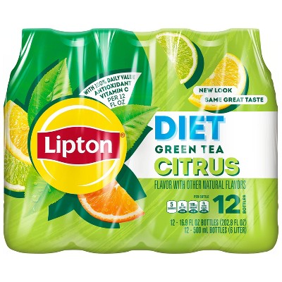 Lipton Diet Green Tea With Citrus - 12pk/16.9 Fl Oz Bottles : Target