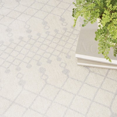 Astra Ivory Trellis 4' Round Synthetic Easy-Care Area Rug