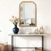 Okak Modern Half-Rounded Corner Decorative Wall Mirror for Entryway,Bathroom,Solid Wood Home Decor Vanity Mirror for Bedroom - 2 of 4