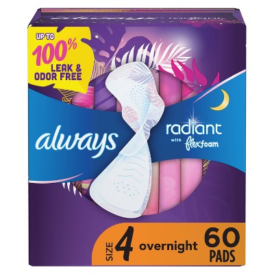 Always Radiant Overnight Feminine Pads For Women Extra Heavy