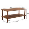 Syemin End Tables Modern 2-Tier Coffee Table Furniture, Rectangular Center Table with Open Storage Shelf, Small Side Table, Brown, 39.37"*19.7"*17.9" - 3 of 4