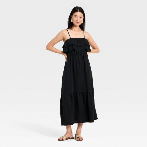 Женские платья A New Day Women's Sleeveless Ruffle Maxi A-Line Dress - A New Day™ Black XS