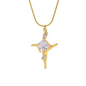 Cross Pendant Necklace for Women - HTUTWOO™ Cubic Zirconia, Adjustable Jewelry, 18K Gold Plated Jewelry, for Everyday Wear&occasions - 1 of 4