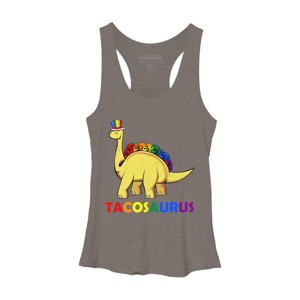 Adult Design By Humans Tacos Dinosaur Tacosaurus Rainbow Pride By JuTrading Racerback Tank Top - 1 of 2