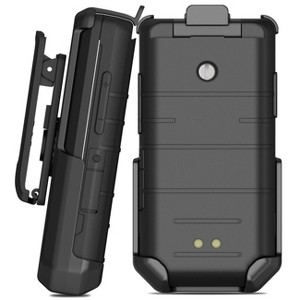 Nakedcellphone Holster Case for CAT S22 Flip Phone - Ratchet Belt Clip Holder - Black - 1 of 4