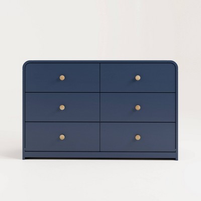 Midnight Blue Double Nursery Dresser with 6 Drawers