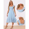 INSPIRE CHIC Women's Boho Square Neck Ruffle Trim Flowy Smocked Midi Sundresses - 2 of 4