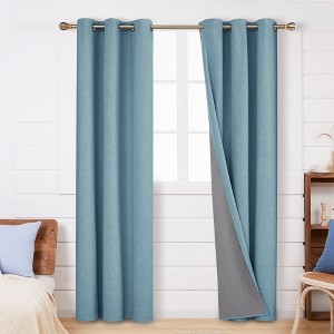 Deconovo Faux Linen Total Blackout with Coating Curtains (2 Panel) - 1 of 4