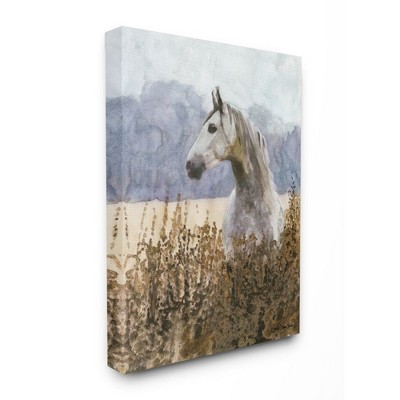 Stupell Industries Wild Horse in Tall Grass Side Portrait Watercolor