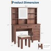 Makeup Vanity Desk with Mirror and Lights 3 Color Modes Available, Wooden Makeup Table with Chair, Power Outlet, Glass Top - 2 of 4