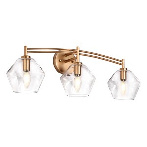 LNC Bravaputra 26-in 3-Lights Matte Gold  Cone Modern/Contemporary Vanity Lights ,Clear Glass Shade - 1 of 4