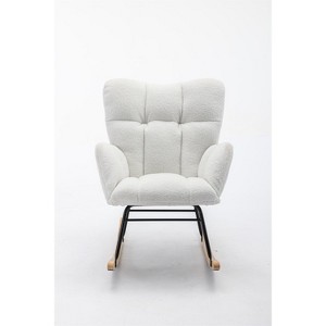 COWLOWN Teddy Fabric Rocking Glider Nursery Chair, 250LBS Capacity for Living Room/Bedroom Indoor - 1 of 4