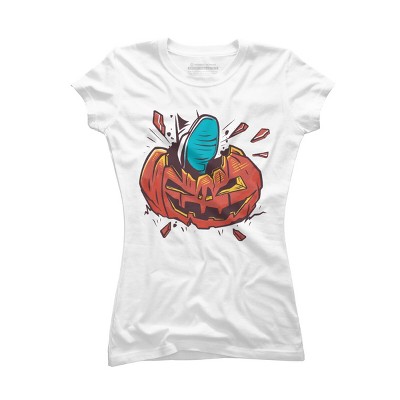 Junior's Design By Humans Halloween smashed pumpkin By BlackBerry55 T-Shirt