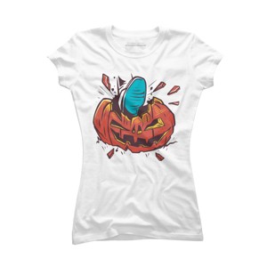 Junior's Design By Humans Halloween smashed pumpkin By BlackBerry55 T-Shirt - 1 of 2