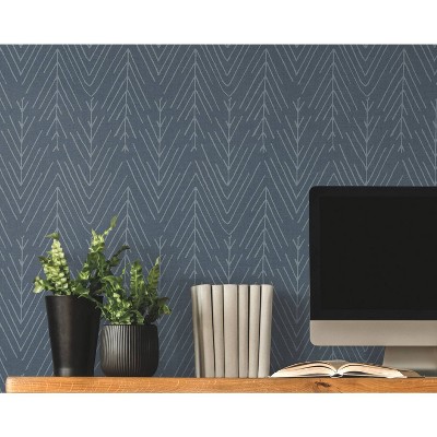 Navy and Gray Chevron Peel & Stick Wallpaper Roll