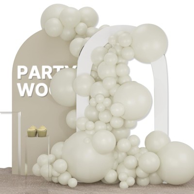 PartyWoo Balloons White Sand Beige Cream Ivory 36 18 12 10 5 Inch 127 pcs