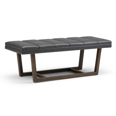 53" Harley Ottoman Bench Stone Gray Faux Leather - WyndenHall