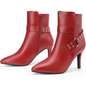 BLISSFUL STEP Pointed Toe with Buckle Dressy Stiletto Heel Ankle Boots for Women - 1 of 4