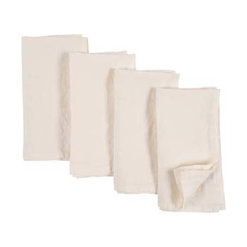 Natural Softened Linen Napkins With Tassels, 40x40 Cm 16x16in