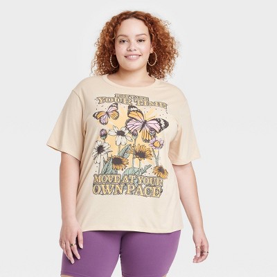 Women's Music City Short Sleeve Graphic T-Shirt - Beige XS