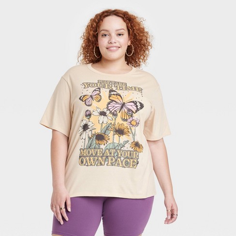 Women's Just Take Your Time Short Sleeve Graphic T-shirt - Tan : Target