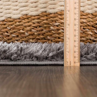 Faina Medium Gray Plush Shag Washable Rug 4' x 5'7"