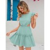 Coolmee Women’s Summer Mini Dress Casual Crewneck Tie Back Ruffle Cape Sleeve Tiered A-Line Short Sundress - 3 of 4