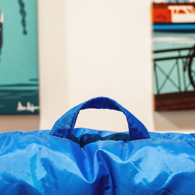 Sapphire Nylon Blend Bean Bag Chair with Curved Back